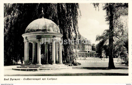 Bad Pyrmont - Erdbeertempel mit Kurhaus - old postcard - 1957 - Germany - used - JH Postcards