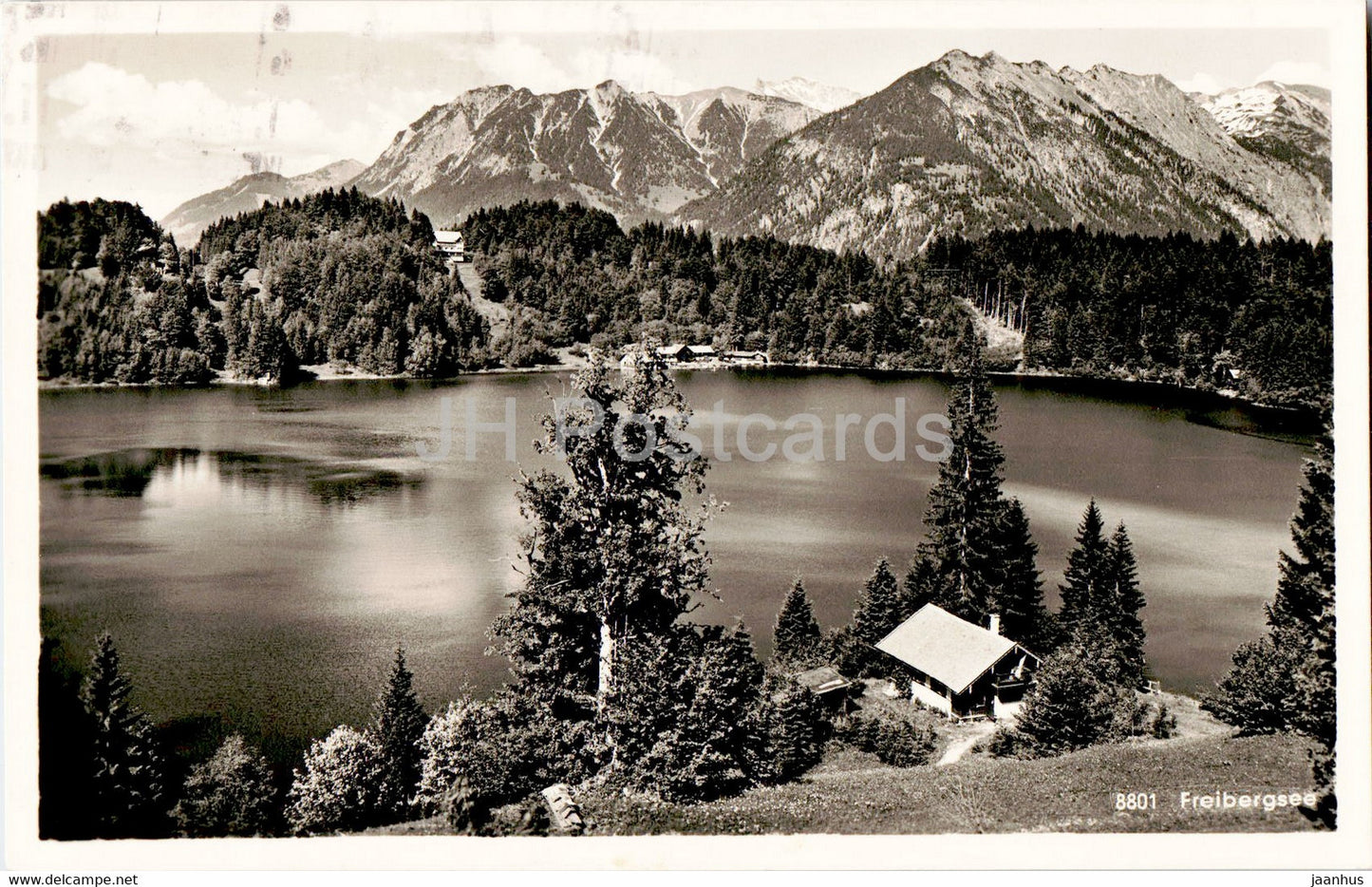 Freibergsee mit Waldhotel b Oberstdorf - 8801 - old postcard - 1954 - Germany - used - JH Postcards