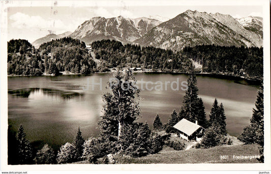 Freibergsee mit Waldhotel b Oberstdorf - 8801 - old postcard - 1954 - Germany - used - JH Postcards