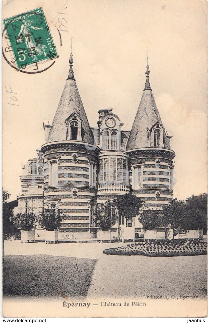 Epernay - Chateau de Pekin - castle - 1908 - old postcard - France - used - JH Postcards