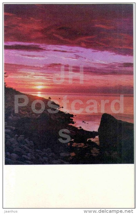 sunset  - Lake Baikal - Siberia - 1971 - Russia USSR - unused - JH Postcards