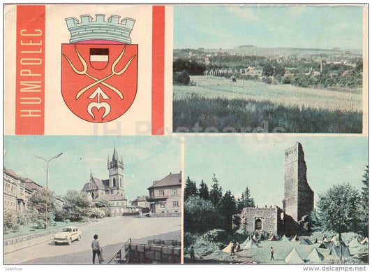 Humpolec - town views - ruins - panorama - Czechoslovakia - Czech - used 1970 - JH Postcards