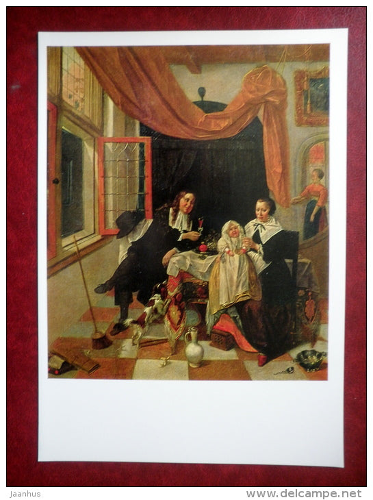 large format postcard - painting by Ludolf de Jongh , The Family , 1670 - dutch art - unused - JH Postcards