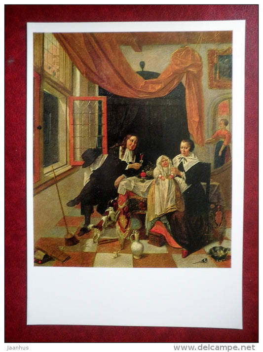 large format postcard - painting by Ludolf de Jongh , The Family , 1670 - dutch art - unused - JH Postcards