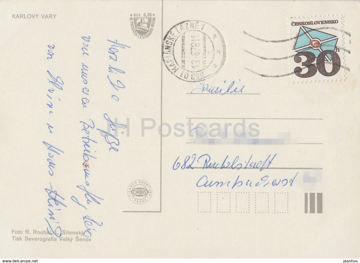 Karlsbad - Stadtansicht - Beethoven-Denkmal - Multiview - 1978 - Tschechoslowakei - Tschechische Republik - gebraucht