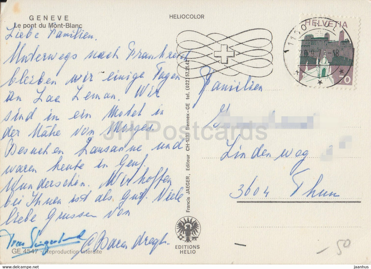 Geneva - Geneve - Le Pont du Mont Blanc - 1977 - Switzerland - unused