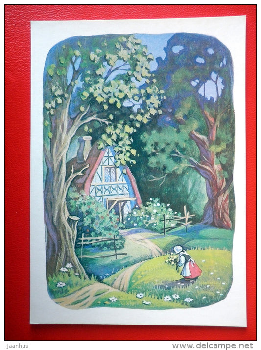 illustration by T. Narskaya - House - Snow-White and Rose-Red by Grimm Brothers - 1985 - Russia USSR - unused - JH Postcards