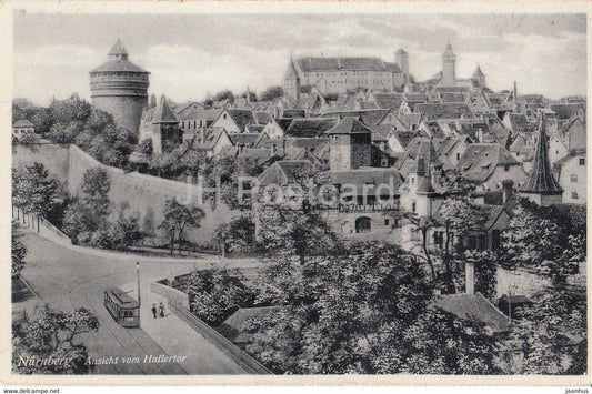 Nurnberg - Ansicht vom Hallertor - tram - Nuremberg - 30723 - old postcard - Germany - unused - JH Postcards