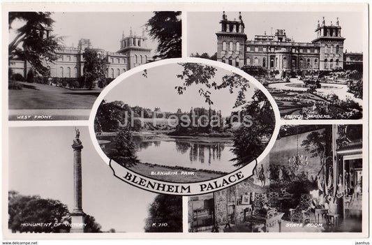Blenheim - Blenheim Palace - Park - State Room - West Front - multiview - 1952 - United Kingdom - England - used - JH Postcards