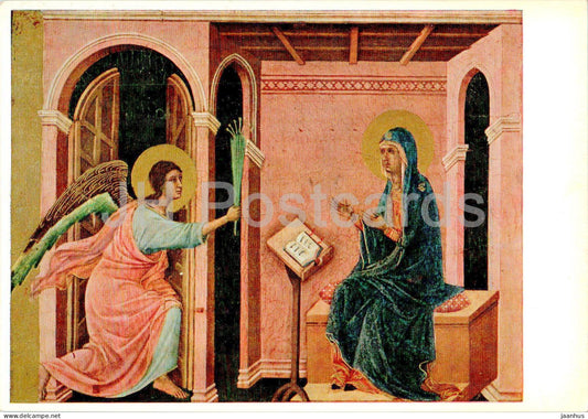 Painting by Duccio di Buoninsegna - Mary receiving the Announcement of Her Death - Italian art - 402 - Italy - unused - JH Postcards
