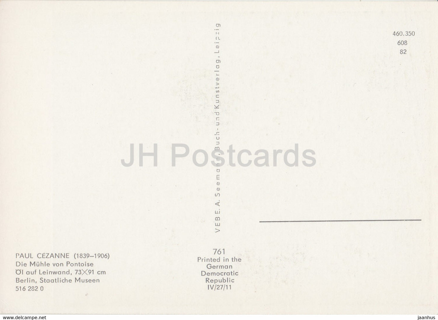 peinture de Paul Cézanne - Die Muhle von Pontoise - Art français - Allemagne DDR - inutilisé