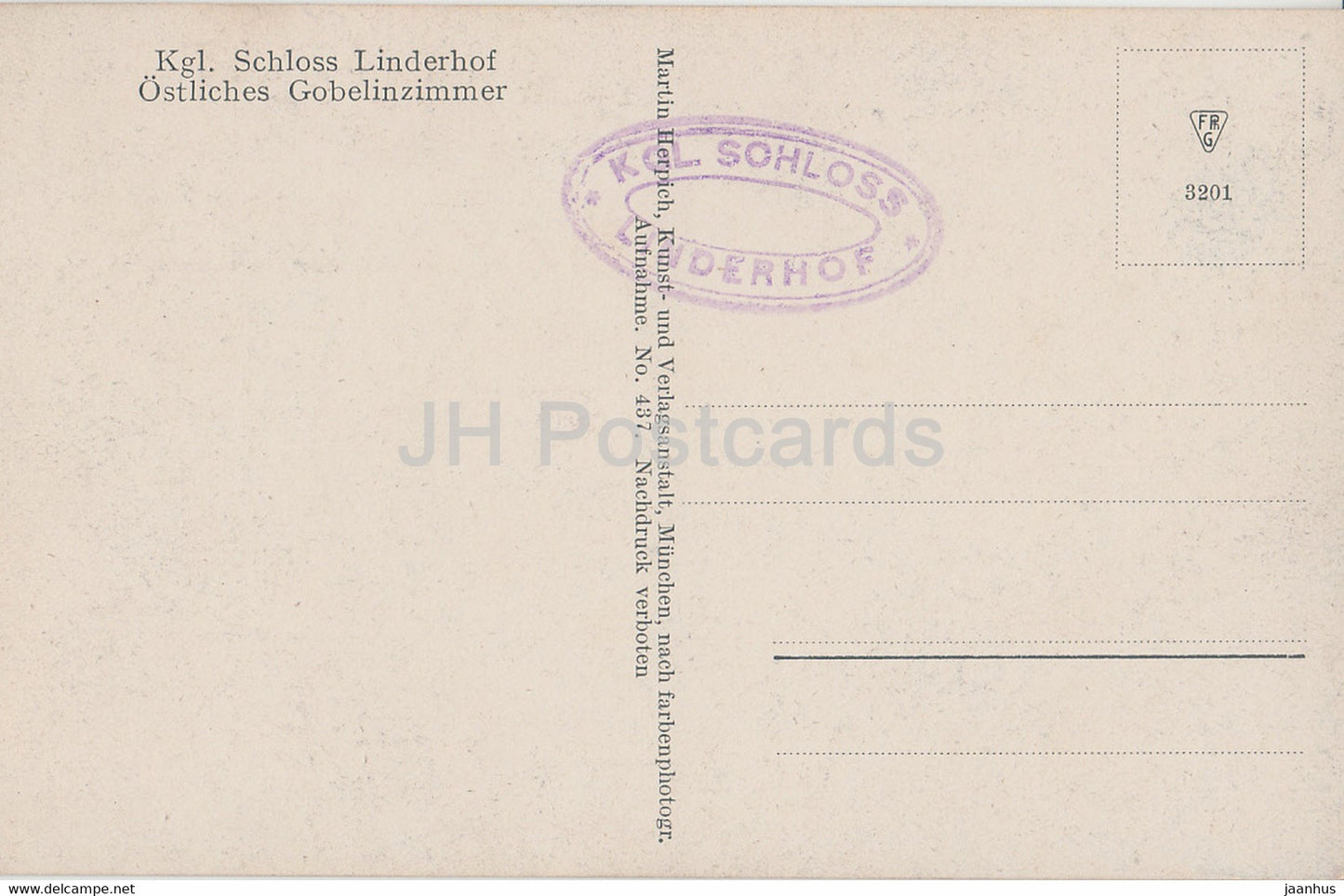 Kgl Schloss Linderhof - Ostliches Gobelinzimmer - castle - 437 - old postcard - Germany - unused