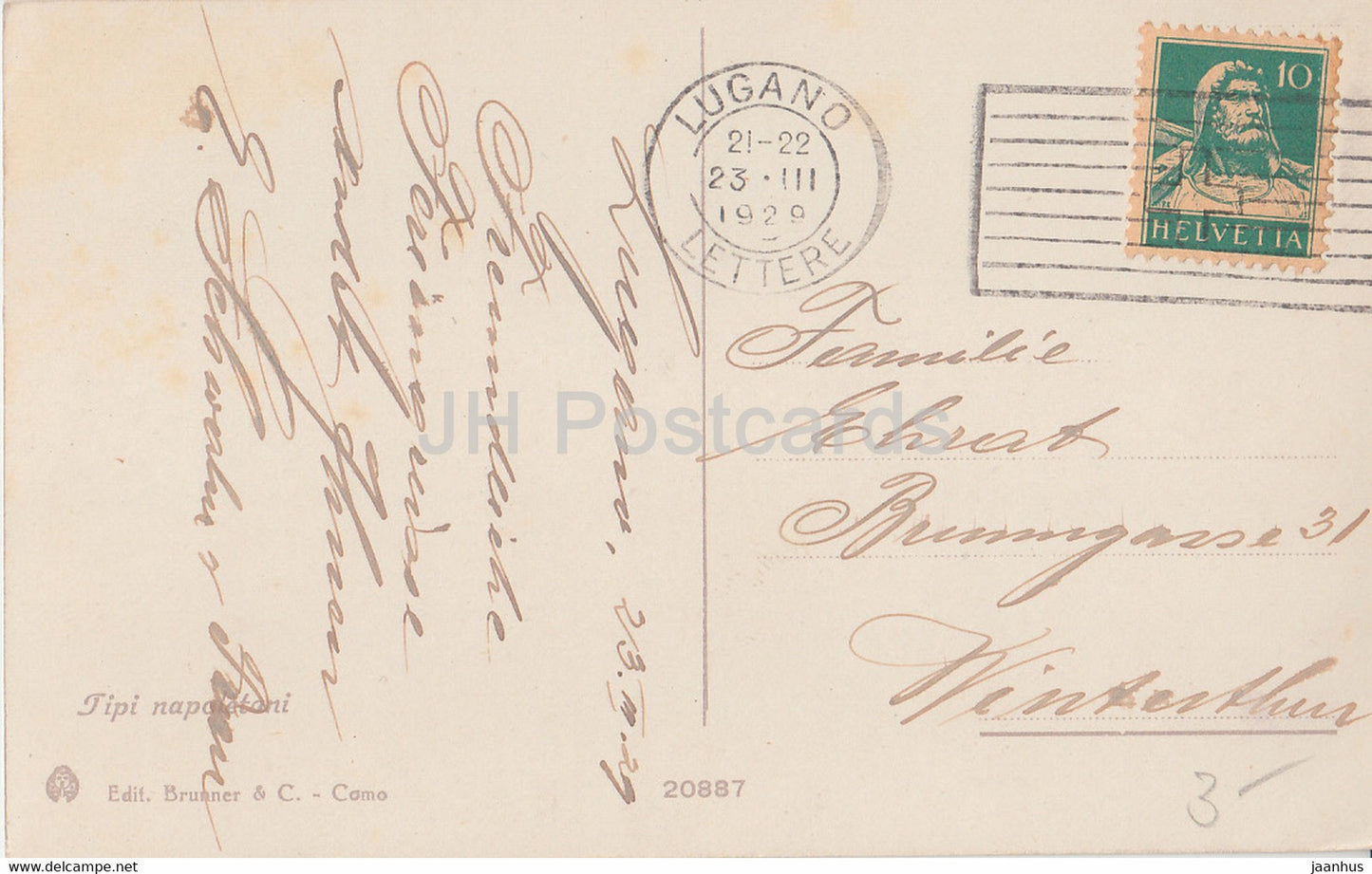 Tipi Napoletani - pâtes - spaghetti - garçons - enfants - Brunner &amp; C - 20887 - carte postale ancienne - 1929 - Italie - utilisé