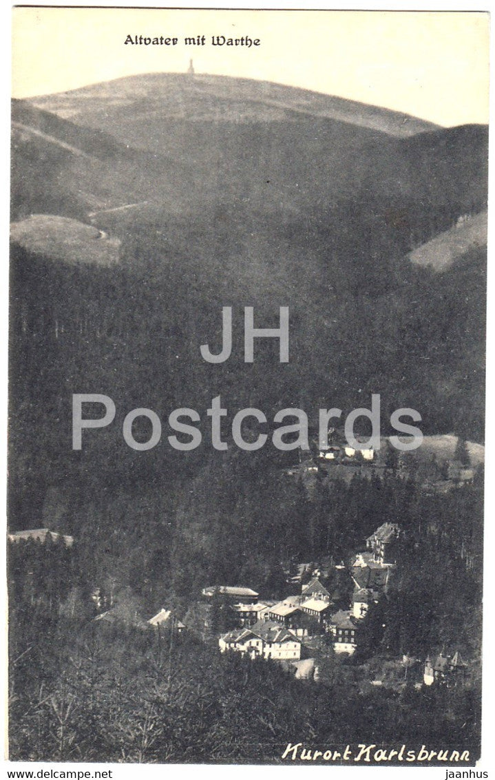 Altvater mit Warthe - Kurort Karlsbrunn - Karlova Studanka - old postcard - 1921 - Czech Republic - used - JH Postcards