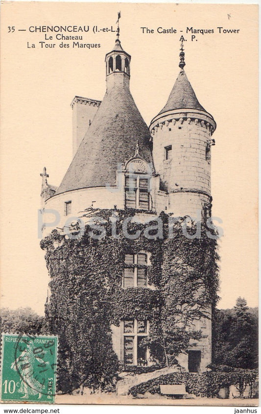 Chenonceaux - Le Chateau - La Tour des Marques - castle - 35 - old postcard - France - used - JH Postcards