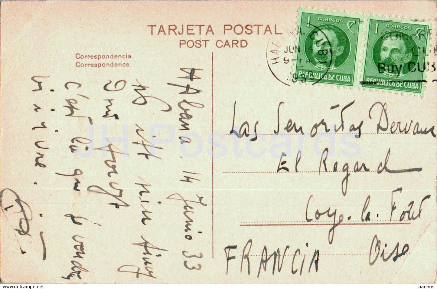 Vista de la Bahia – Hafenblick – 19 – alte Postkarte – 1933 – Kuba – gebraucht 