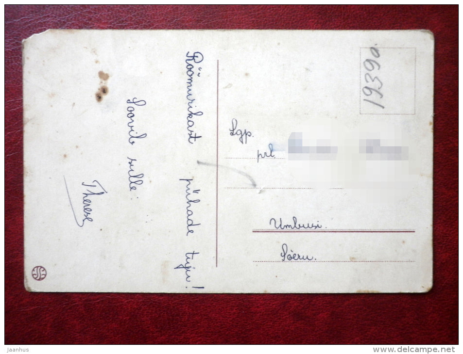 Christmas Greeting Card - gifts - airplane - parachute - IL - circulated in 1939 - Estonia - used - JH Postcards