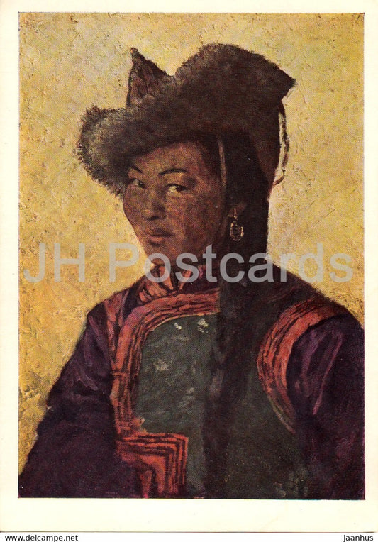painting by A. Stroganov - Mongolian Woman - Mongolian art - 1966 - Russia USSR - unused - JH Postcards