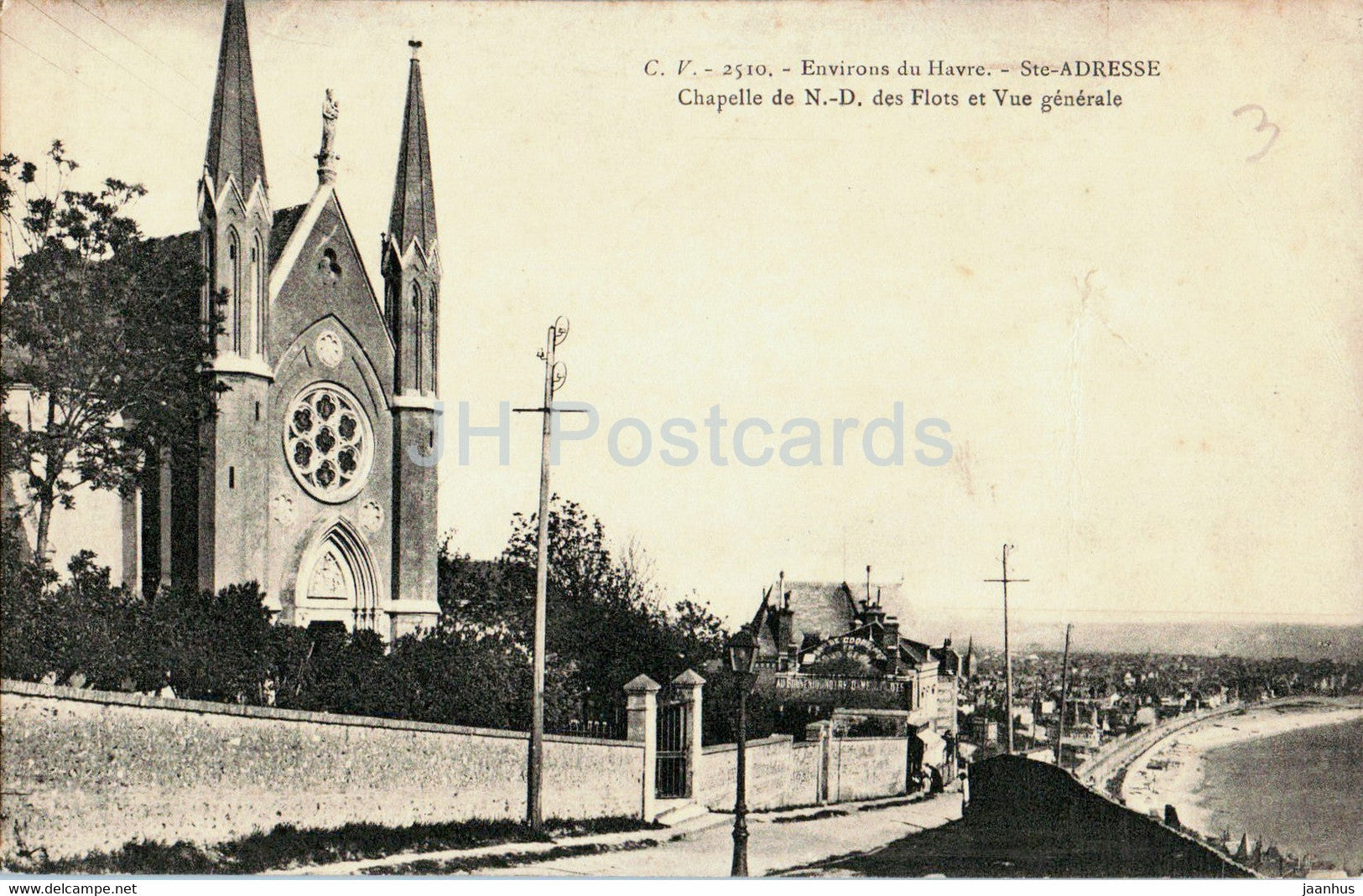 Sainte Adresse - Ste Adresse - Chapelle de N D des Flots et Vue generale - 2510 - old postcard - France - unused - JH Postcards