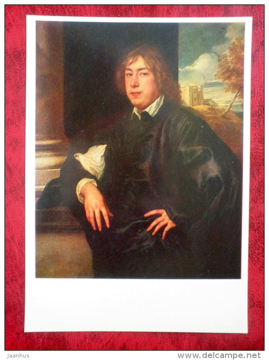 Painting by Anthony van Dyck - Portrait of Eberhard Jabach . ca 1636-37 - flemish art - unused - JH Postcards