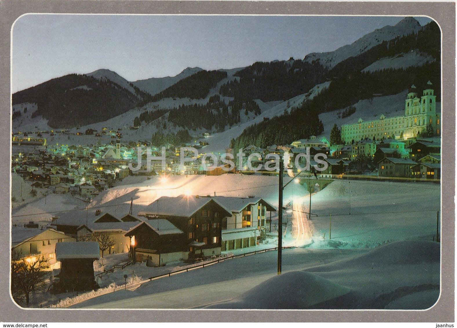 Winterbaden in Disentis gegen Acletta und Segnas - 6425 - Switzerland - unused - JH Postcards