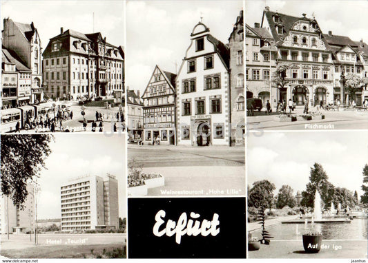Erfurt - Hotel Tourist - Fischmarkt - Auf der Iga - Weinrestaurant Hohe Lilie - Germany DDR - used - JH Postcards