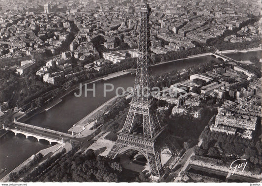 Paris - La Tour Eiffel - En Avion Sur Paris - old postcard - 1955 - France - used - JH Postcards