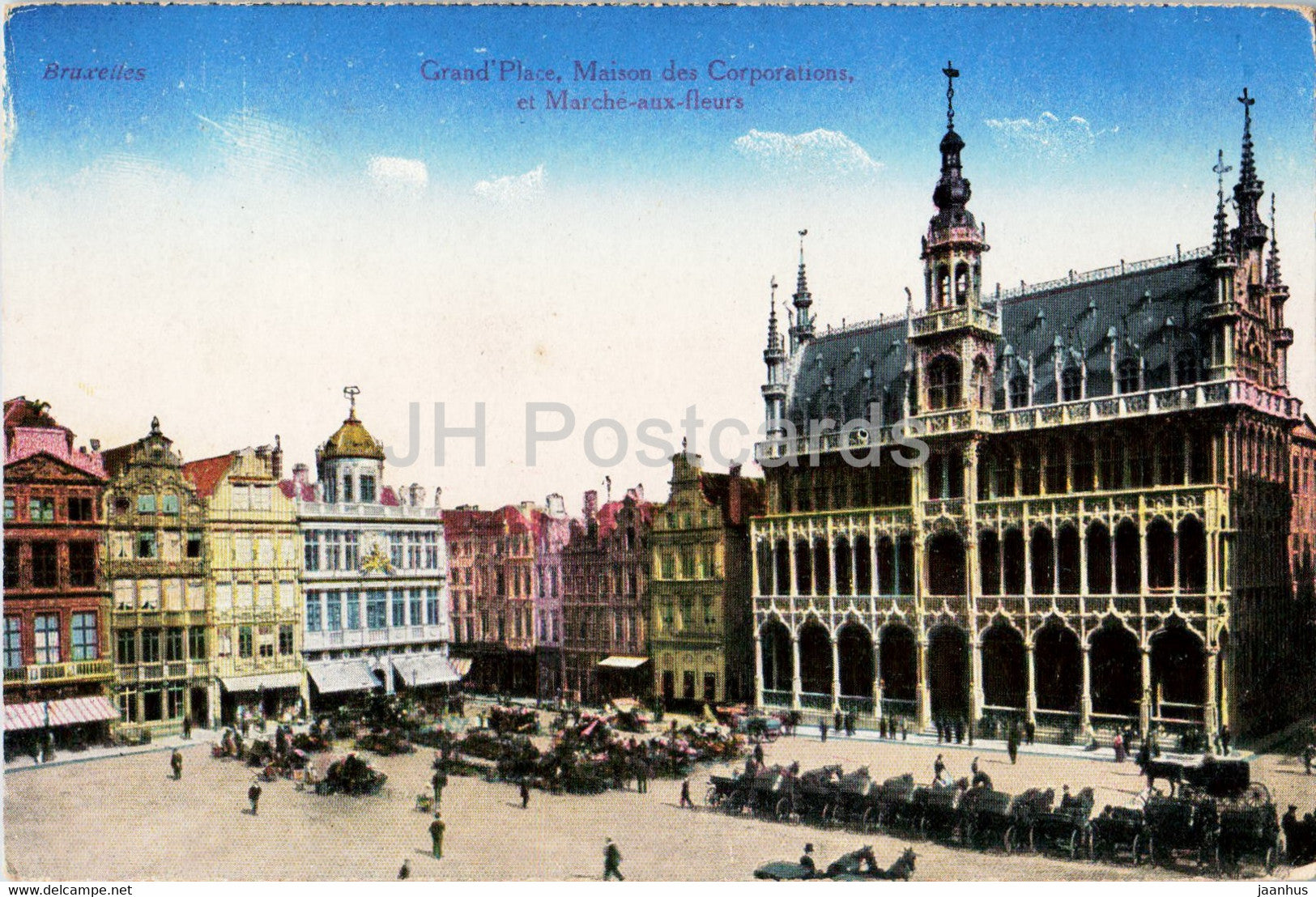 Bruxelles - Brussels - Grand Place - Maisons des Corporations et Marche aux fleurs - old postcard - Belgium - used - JH Postcards