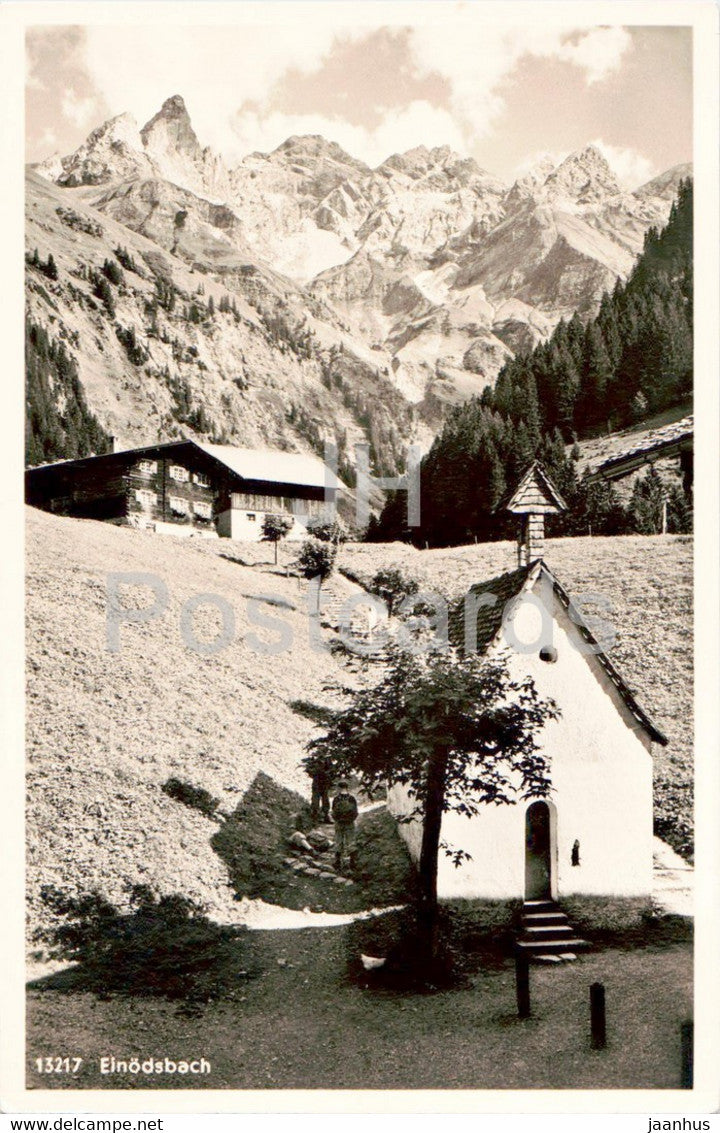 Einodsbach 1142 m mit Madelegabelgruppe bei Oberstdorf - old postcard - 1955 - Germany - used - JH Postcards