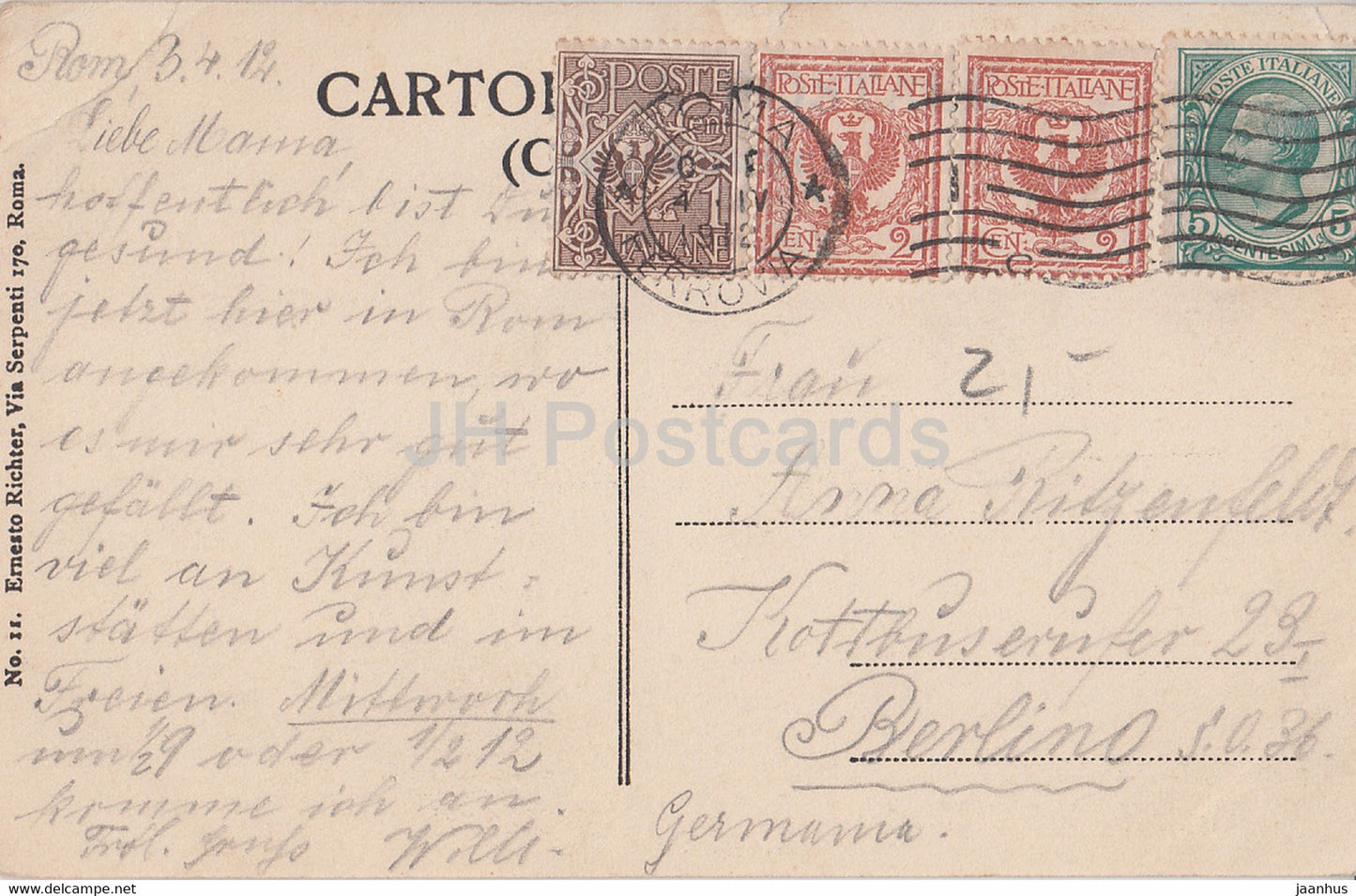 Roma - Rome - Il Ponte Elio ed Avanzi del Mausoleo di Adriano - old postcard - 1912 - Italy - used