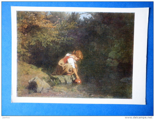 painting by J. Köler - Girl at the Spring , 1858-1862 - estonian art - unused - JH Postcards