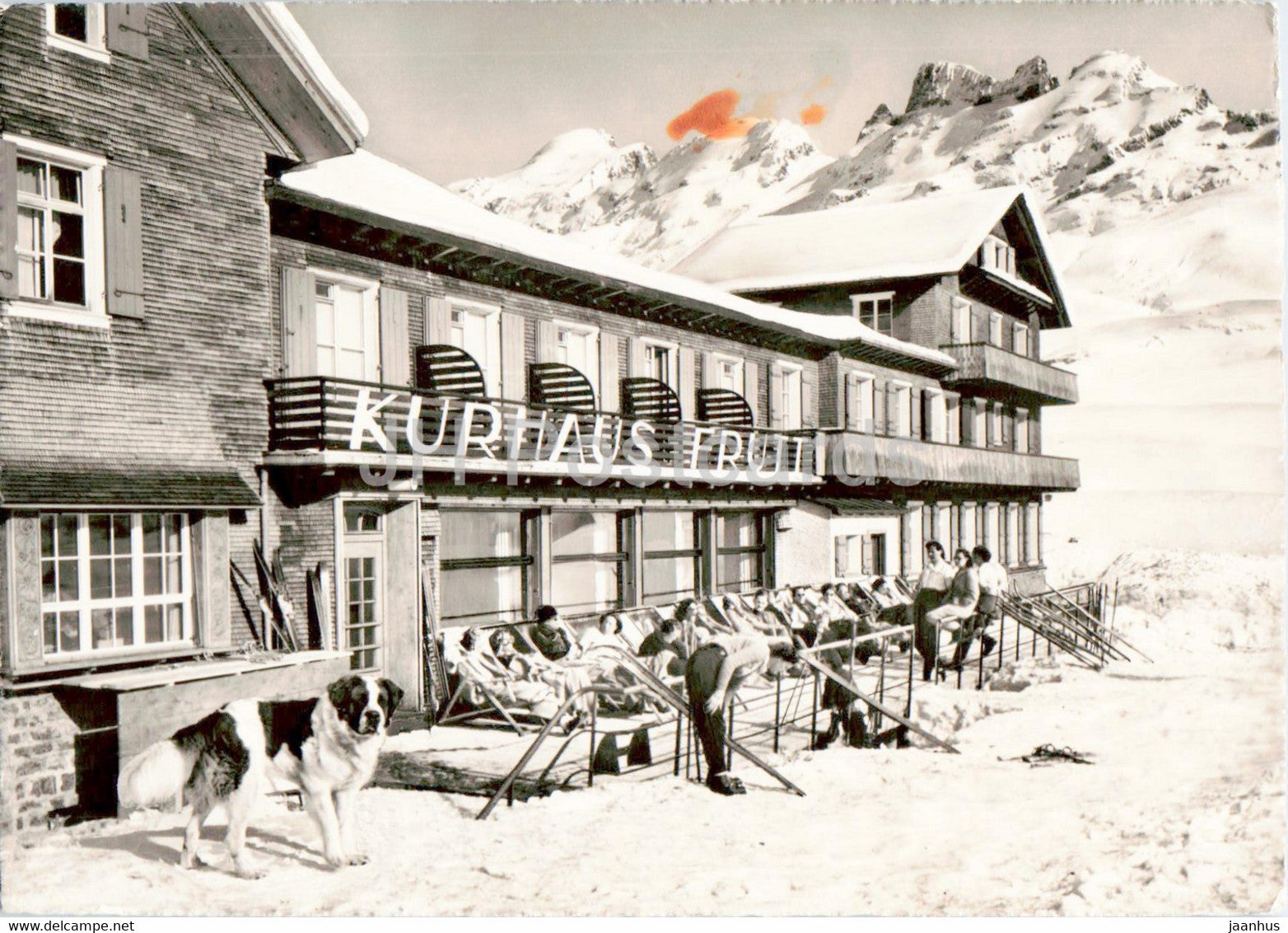 Melchsee Frutt - Hotel Kurhaus Frutt - dog St Bernard - old postcard - 1954 - Switzerland - used - JH Postcards