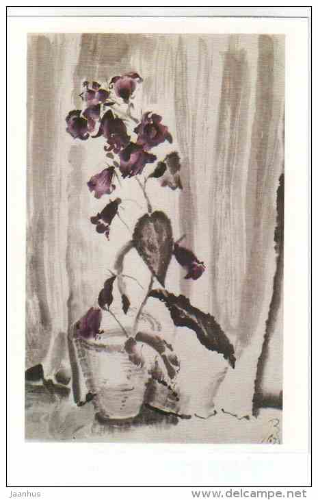 painting by V. M. Konashevich - Flowers - still life - russian art - unused - JH Postcards