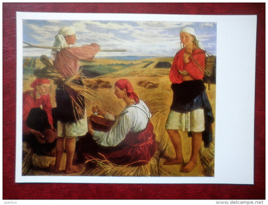 painting by Z. Serebriakova , Harvest , 1915 - russian art - unused - JH Postcards