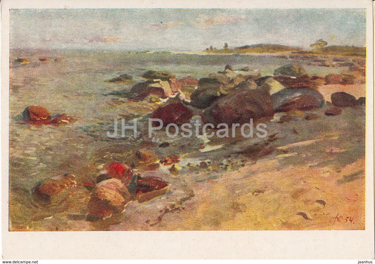 painting by J. Vilumainis - Kaltene Coast - Latvian art - 1955 - Latvia USSR - unused - JH Postcards