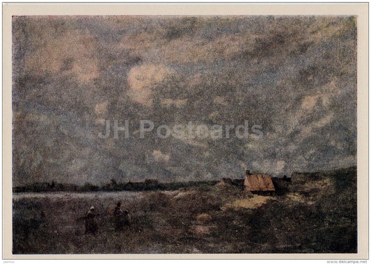 painting  by Jean-Baptiste-Camille Corot - Stormy Weather . Beach Pas de Calais - art - 1955 - Russia USSR - unused - JH Postcards