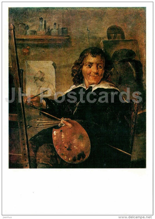 painting by David Teniers the Younger - Artist in His Studio - Flemish art - unused - JH Postcards