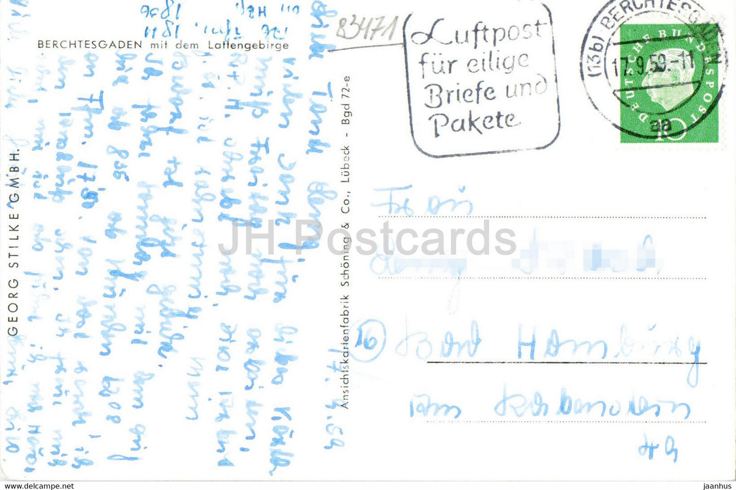 Berchtesgaden mit dem Lottengebirge - old postcard - 1959 - Germany - used