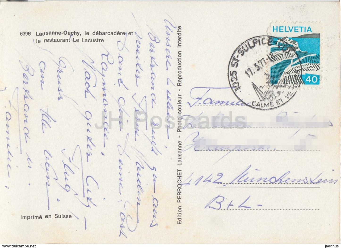 Lausanne Ouchy - Le debarcadere et le restaurant Le Lacustre - ship - 1977 - Switzerland - used