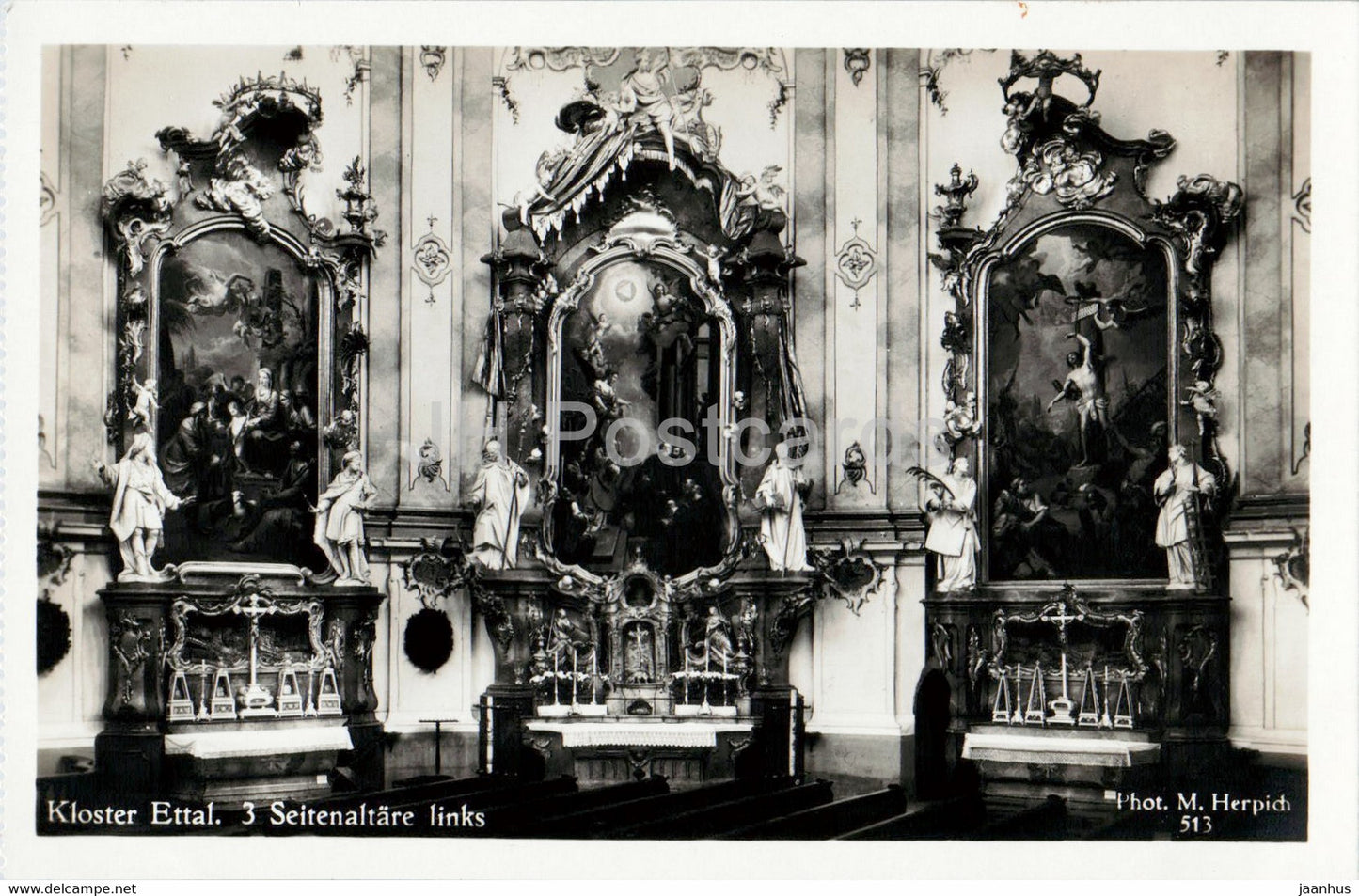 Kloster Ettal - Seitenaltare links - monastery - old postcard - Germany - unused - JH Postcards
