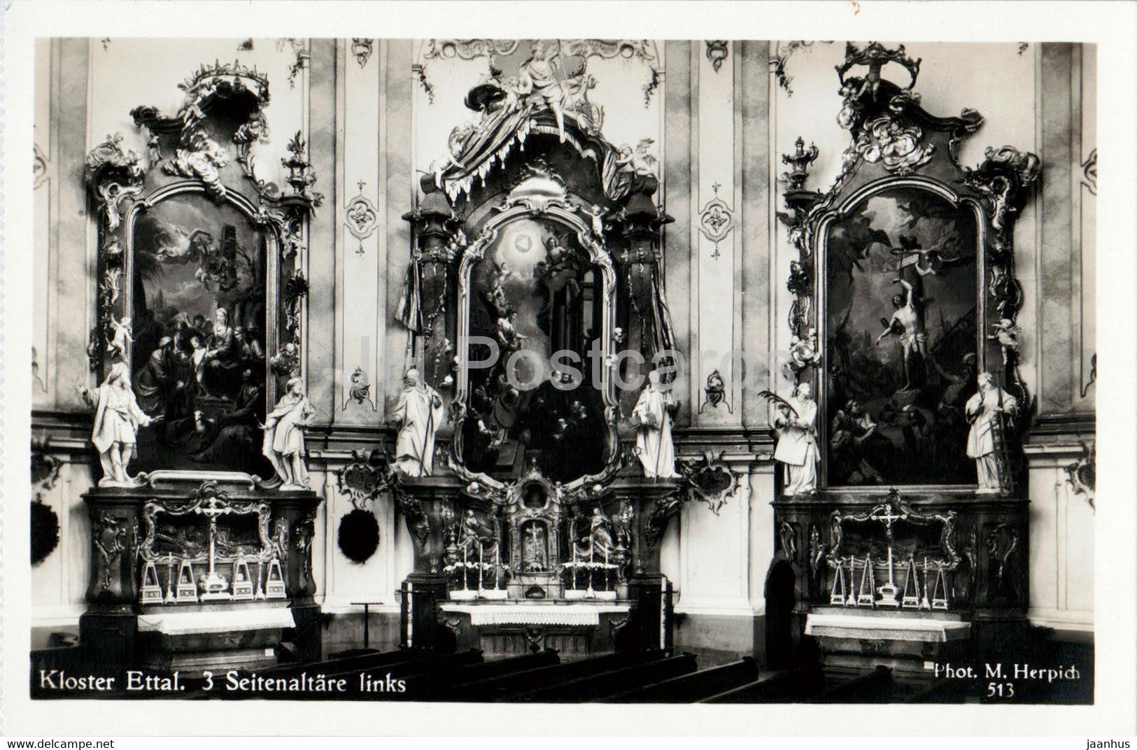 Kloster Ettal - Seitenaltare links - monastery - old postcard - Germany - unused - JH Postcards