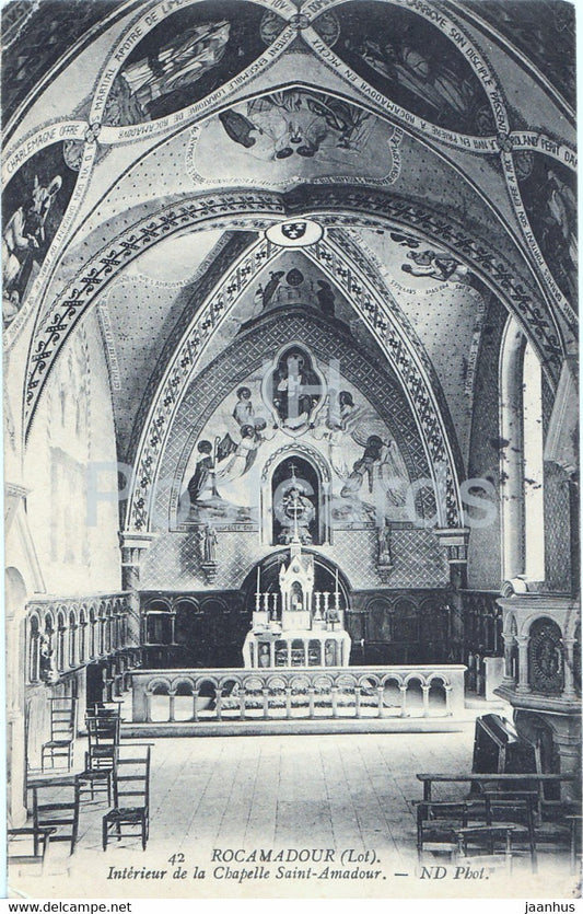 Rocamadour - Interieur de la Chapelle Saint Amadour - 42 - old postcard - 1910 - France - used - JH Postcards