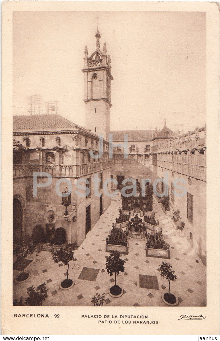 Barcelona - Palacio de la Diputacion - Patio de los Naranjos - 92 - old postcard - 1929 - Spain - used - JH Postcards