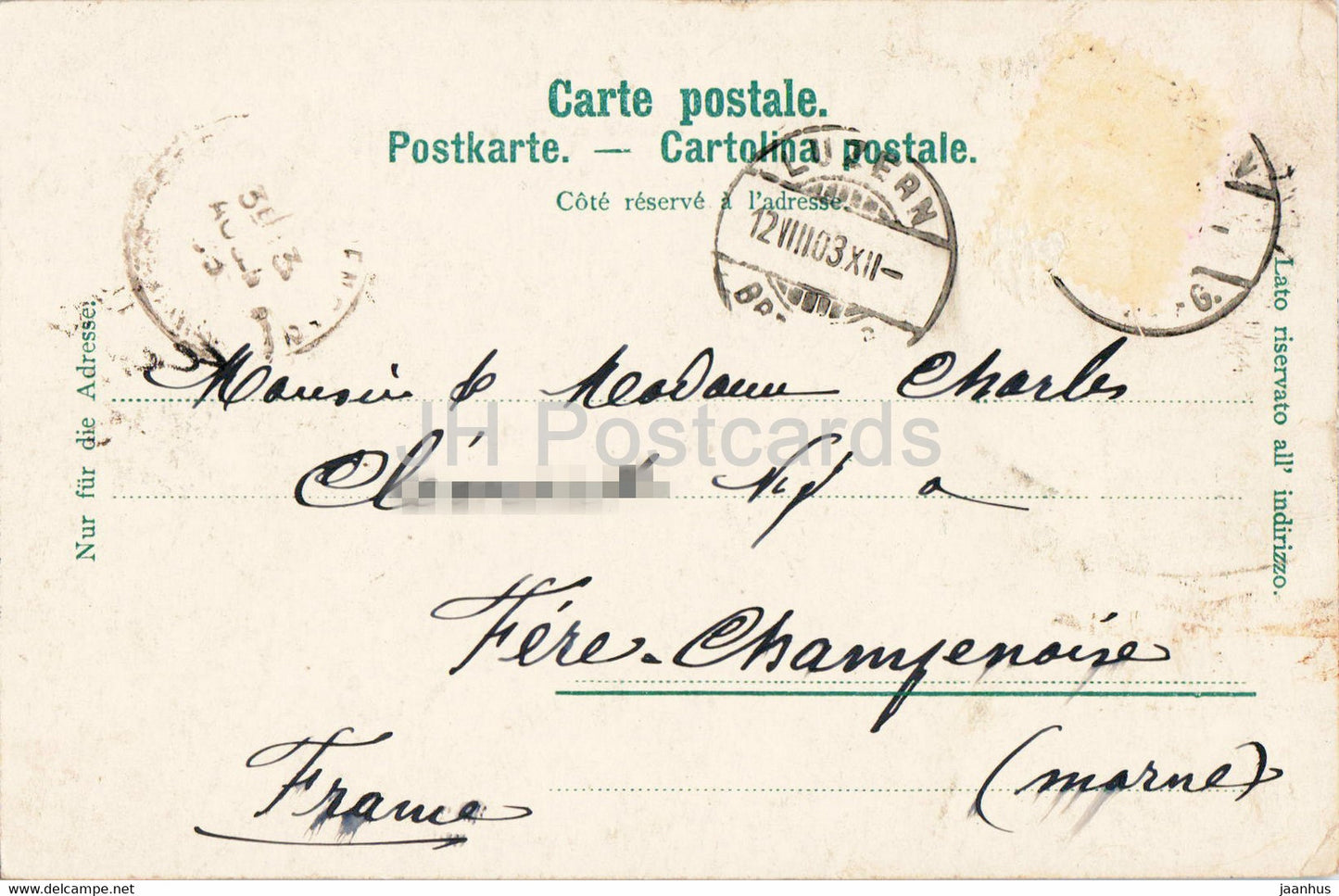 Luzern - Lucerne - Kapellbrucke u Wasserthurm - 31986 - carte postale ancienne - 1903 - Suisse - utilisé