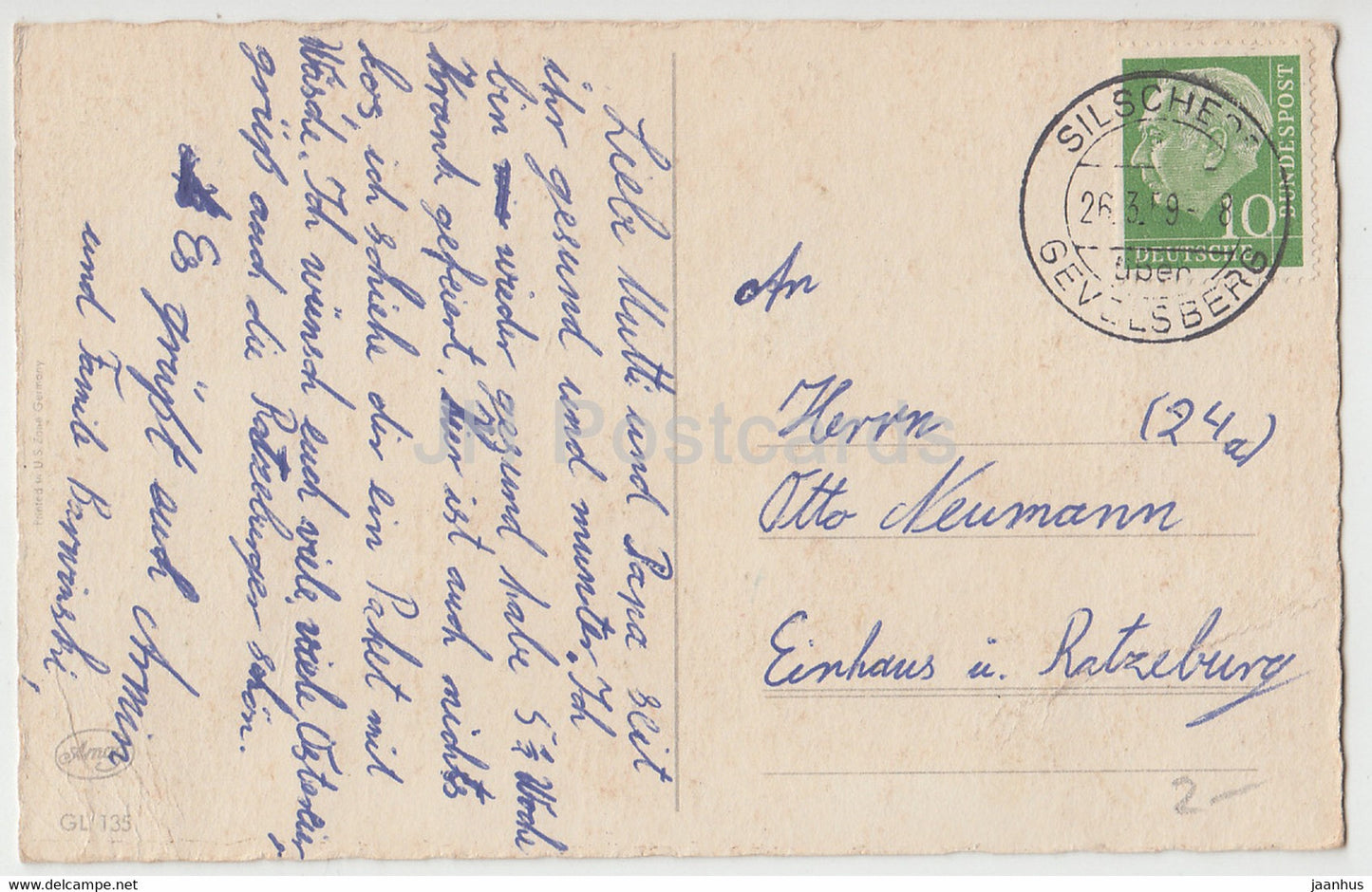 Easter Greeting Card - Frohe Ostern - egg - chicken - Vi - Amag GL 135 - old postcard - 1959 - Germany - used