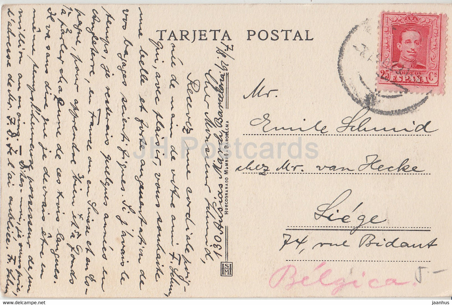 Barcelone - Palacio de la Diputacion - Patio de los Naranjos - 92 - carte postale ancienne - 1929 - Espagne - utilisé