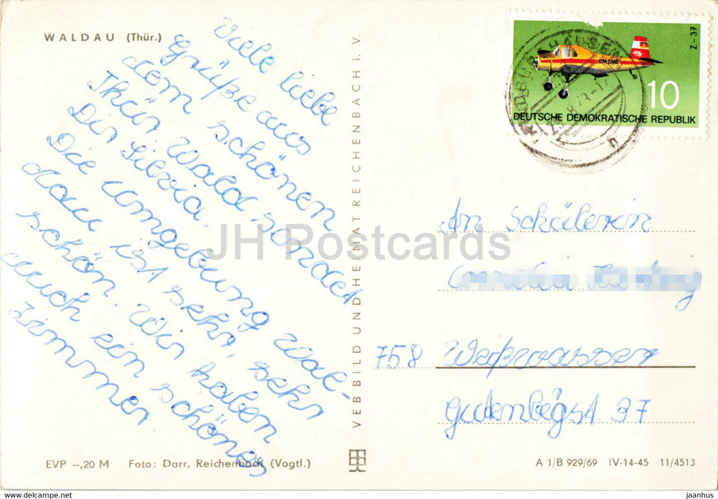 Waldau - Thur - old postcard - Germany DDR - used