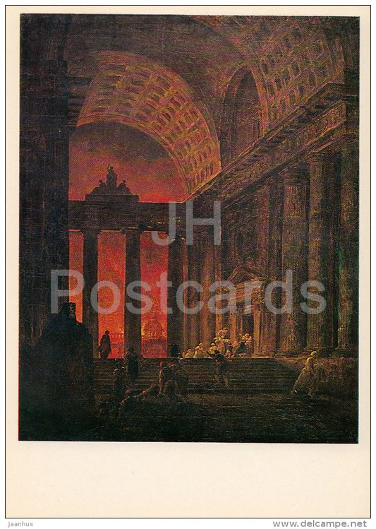 painting by Hubert Robert - Fire , 1787 - French art - 1981 - Russia USSR - unused - JH Postcards