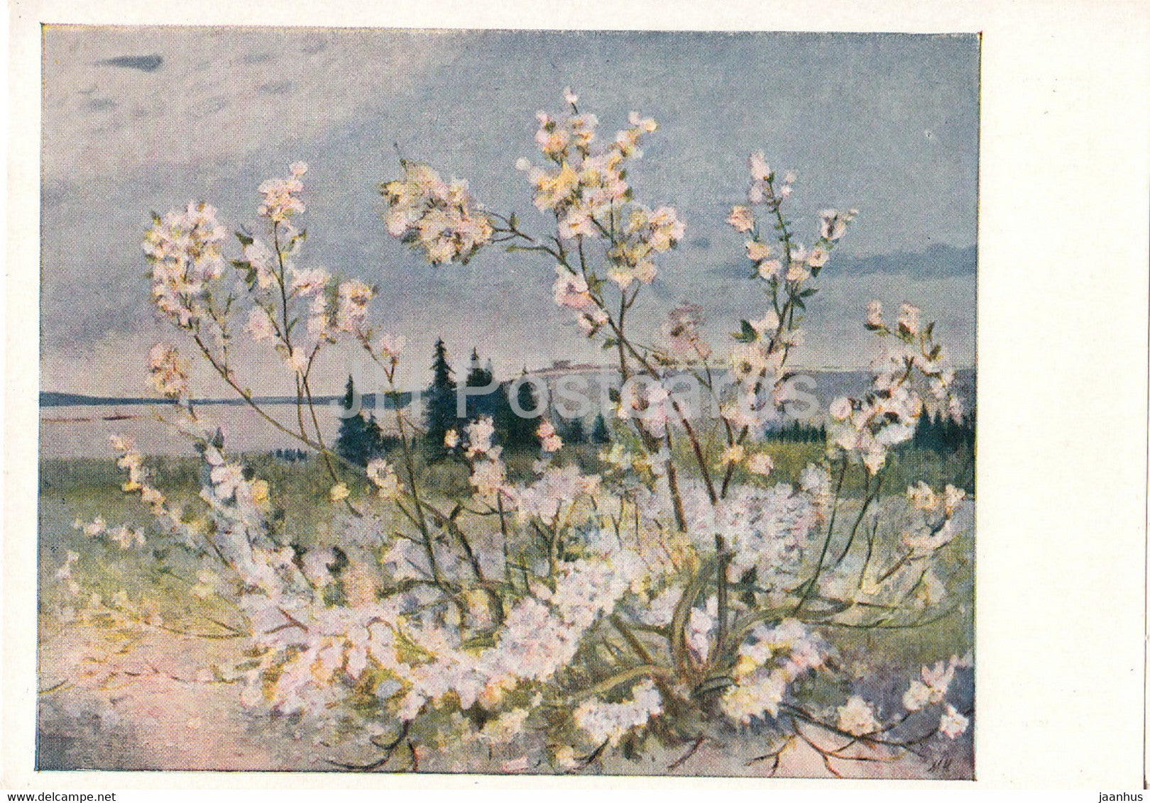 painting by M. Novikov - spring over permafrost - Yakutia Sakha Russian art - 1958 - Russia USSR - unused - JH Postcards