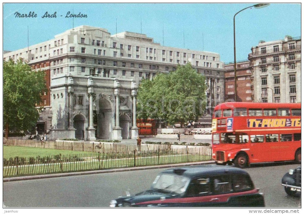 Marble Arch - bus - cars - London - England - Great Britain - unused - JH Postcards